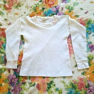 🔴White long-sleeved thermal crew top Kid's size L